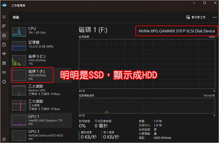 為什麼我的SSD在工作管理中顯示成HDD.jpg
